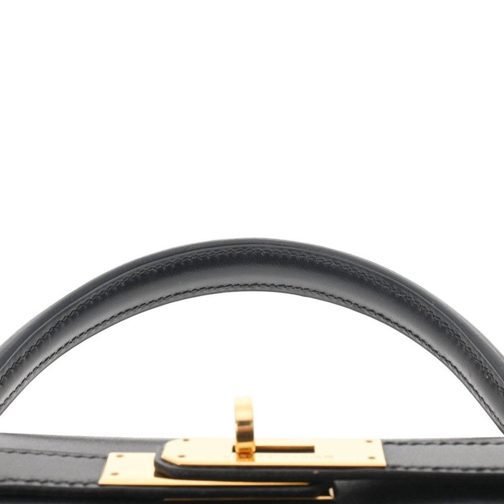 HERMES Kelly 32 outside stitching black D stamp [around 2000] Ladies box calf ba - Picture 4 of 10